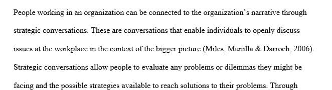 Write a paper on strategic conversations and your organization.