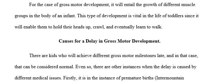 A description gross development in infants/toddlers