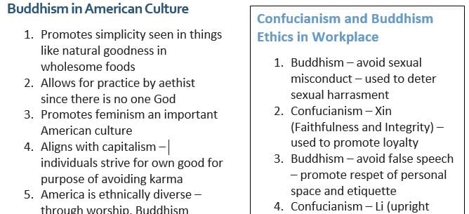 A description of Buddhism and Confucianism.