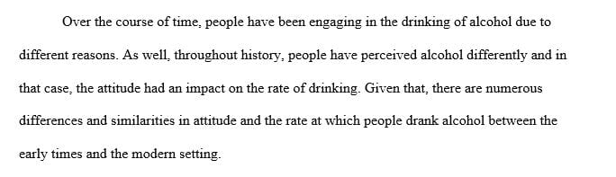 Compare and contrast the attitudes and rates of drinking today