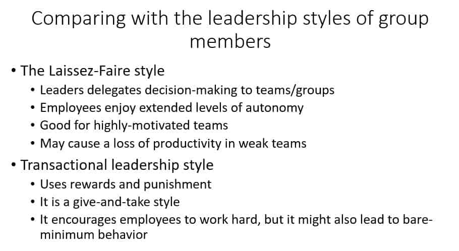 Compare the personal leadership styles of your group members