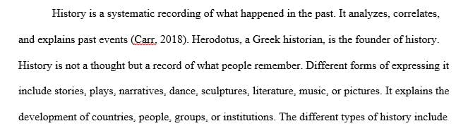 Define the terms history and historiography