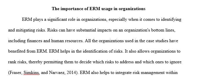 Describe the importance of ERM usage in organizations