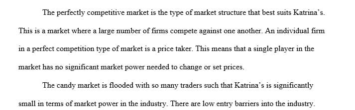 Determine the appropriate type of market structure for the situation in question