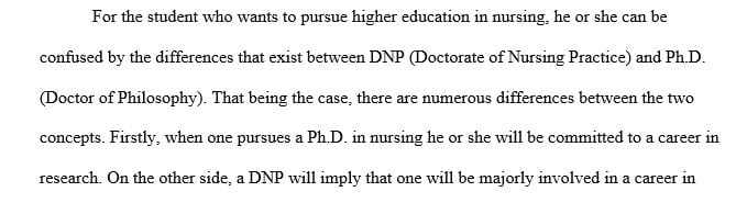 Discuss the difference between a DNP and a PhD in nursing
