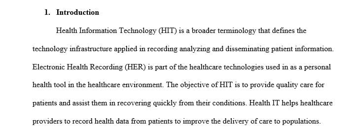 Draft Paper on Health Information Technology (IT) Governance