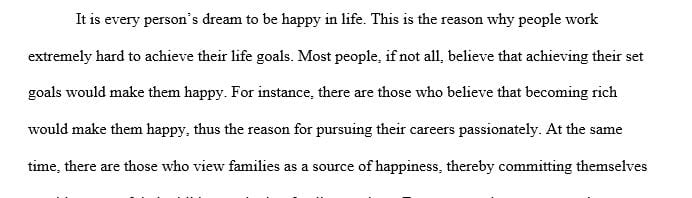Personal essay on happiness witch entails you do light research and have credible sources