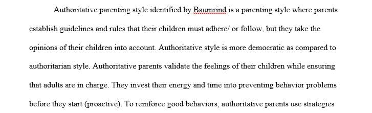 Select one parenting style and write a brief summary of the chosen style