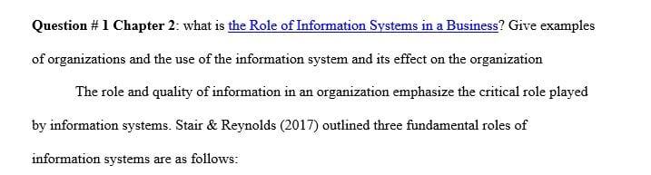 The Role of Information Systems in a Business