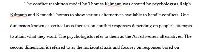 The five models of conflict resolution in the Thomas-Kilmann instrument