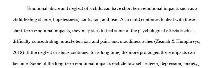 What are some of the short and long term emotional impacts a child may face