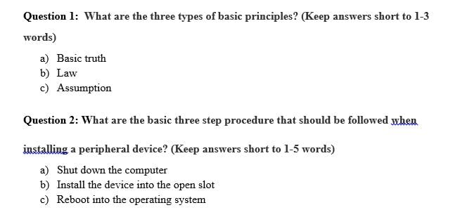 What are the three types of basic principles