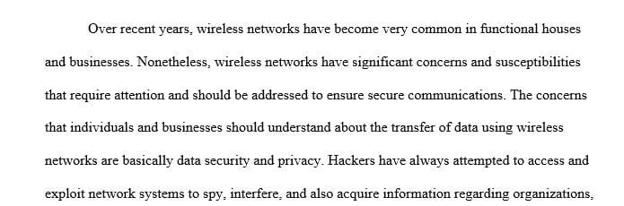 What concerns should be understood about data communications being sent over wireless networks