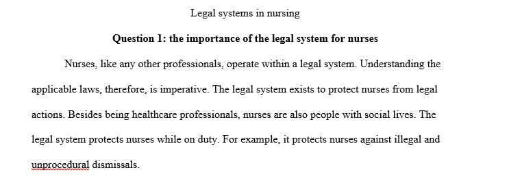 What is the importance of the legal system for nurses