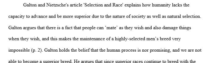 What is the main point of Galton and Nietzsche. How do they see human progress