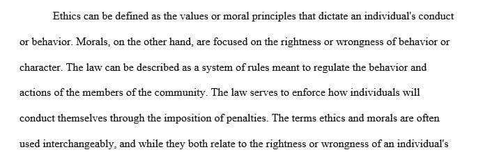 What is the relationship between law, morality and ethics