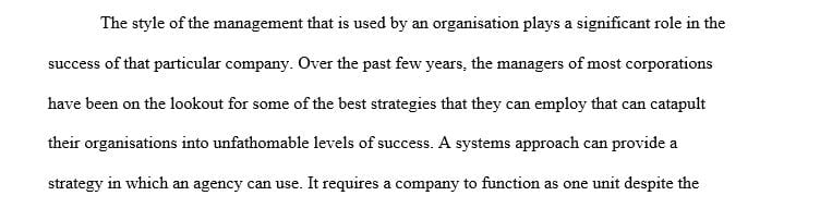 What is the systems theory used in the management setting