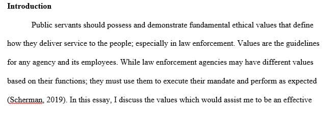Word essay concerning your personal potential to work in Law Enforcement in an ethical manner.