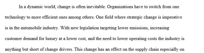 Write a paper that detail a strategic change initiative that you can use in an actual change process