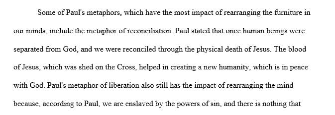 Write a paragraph about Paul’s metaphors of the Christ Event