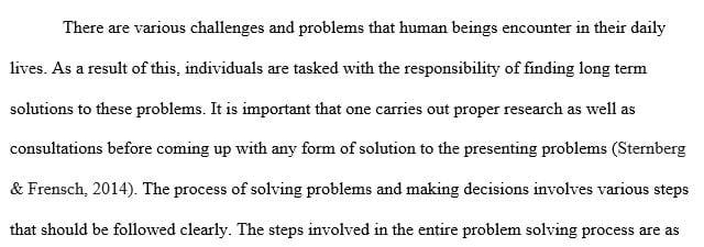 Apply a six-step to problem solving process to a specific problem scenario