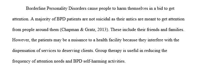 At the community mental health center several Borderline Personality Disordered (BPD) clients 