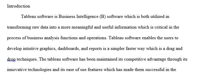 Business Intelligence and Analytics Using Tableau Software