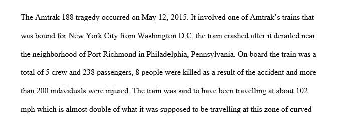 Case study about Amtrak 188 or train/ plane multi-casualty medical response that occurred in Philadelphia.