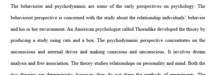 Compare and contrast two early perspectives of psychology