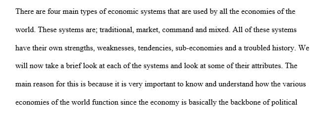 Compare the different economic systems.