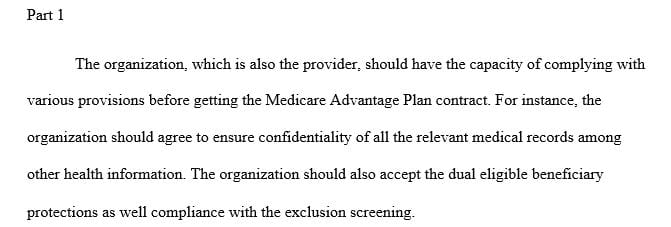 Compose the organization's eligibility requirements for a Medicare Advantage Plan contract
