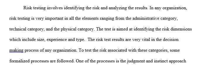 Describe how you will test for associated risk