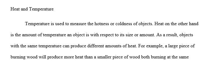 Describe the fundamental differences and similarities between temperature and heat