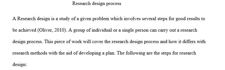 Describe the steps in the research design process. 