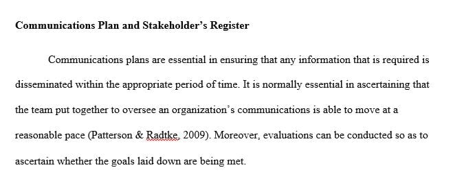 Develop Communication and Stakeholder Plans