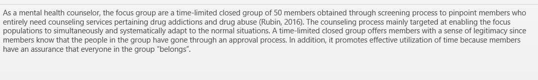 Development of a series of group counseling sessions that target a particular population.