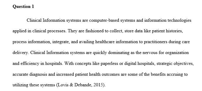 Differentiate between various clinical information systems.