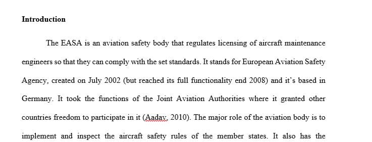 Discuss Aircraft Maintenance Engineer Licensing EASA