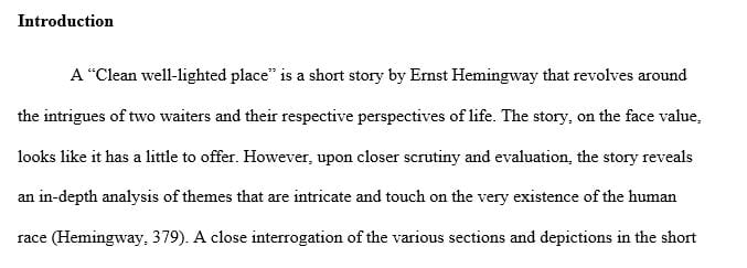 Essay on the short story A Clean WellLighted Place by Ernest