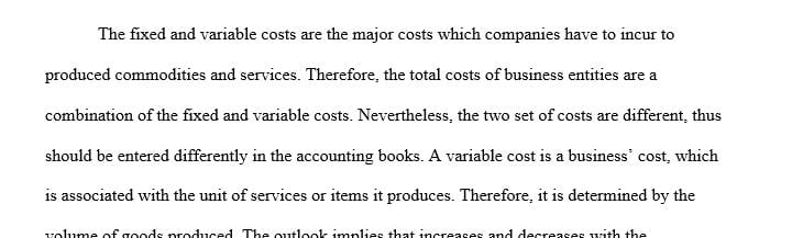 Explain The Difference Between Fixed And Variable Costs