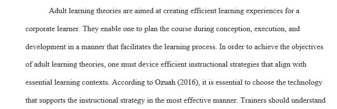 Explain the theories of adult learning principles.