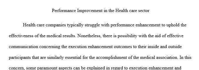 Health care organizations (HCOs) often struggle with performance improvement  