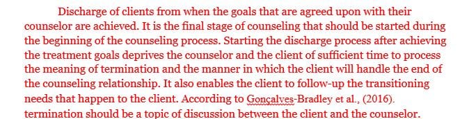 How and when do you begin preparing your client for discharge from therapy
