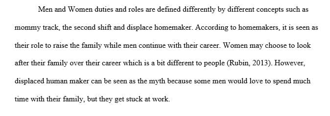 How are men's and women's roles defined differently when it comes to such concepts s the mommy track