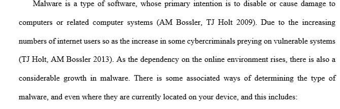 How do you determine the type and location of malware present on the computer or device