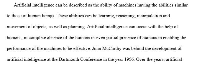 In an essay of between 300 and 400 words explain what artificial intelligence is