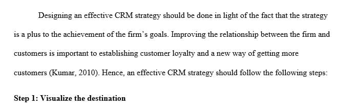 Key steps in developing/implementing strategies of CRM