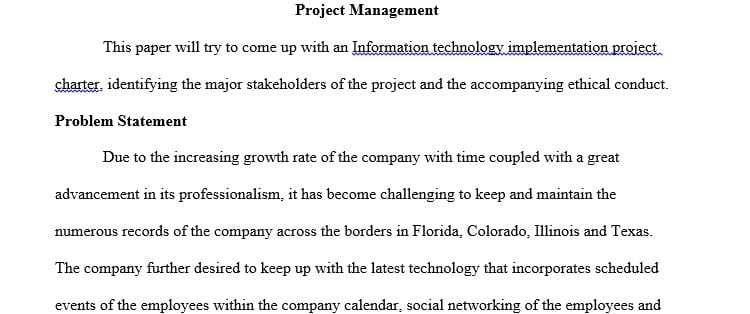 Project manager for the development of an information technology (IT) project