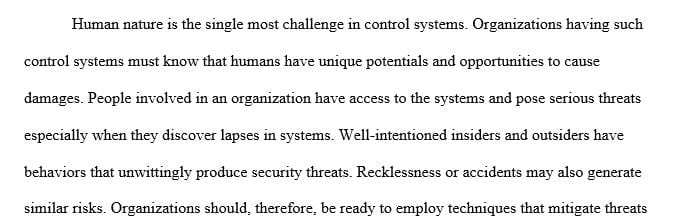 Propose five (5) techniques that organizations should apply to mitigate the threats arising from human nature