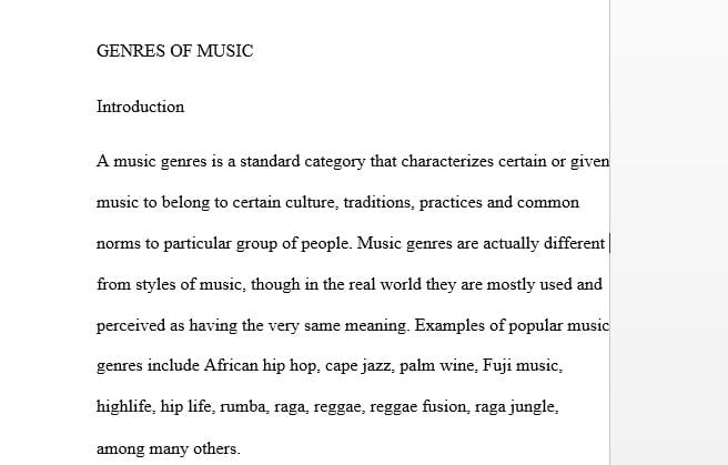 Provide at least three examples of genres of music or trends in television broadcasting